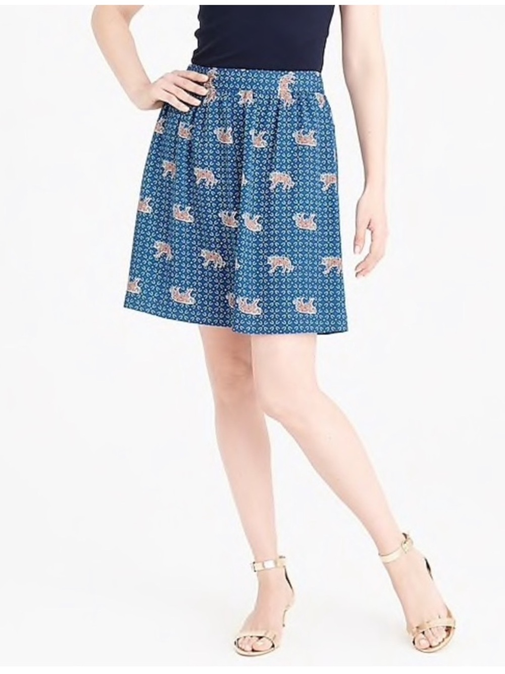 J. Crew Blue Bengal Print Circle Skirt - Picture 11 of 12